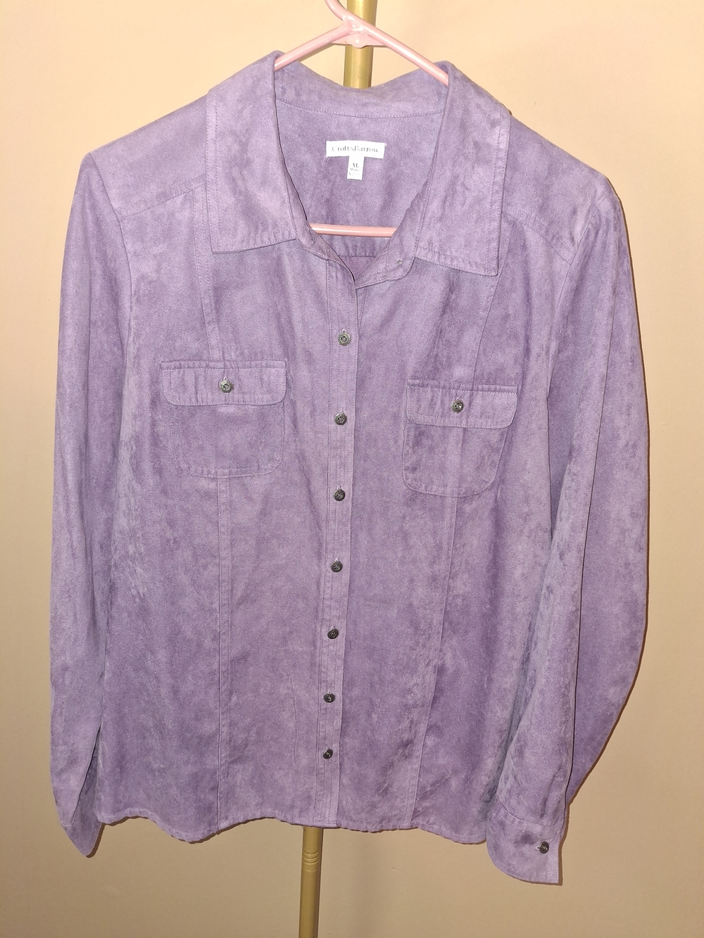 croft & barrow Lavender Suede-Feel Button-Up Shirt